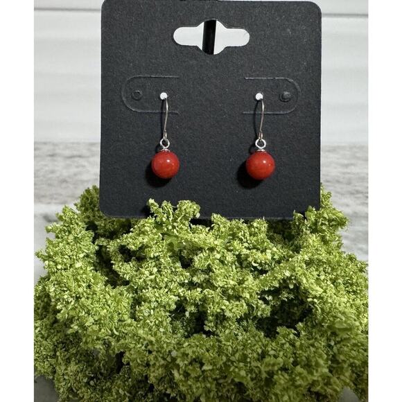 NWT 14k Gold Coral Ball Dangle Earrings